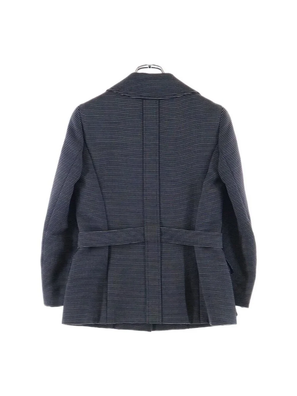 Chanel Jacket Border Camellia Wool Silk Navy